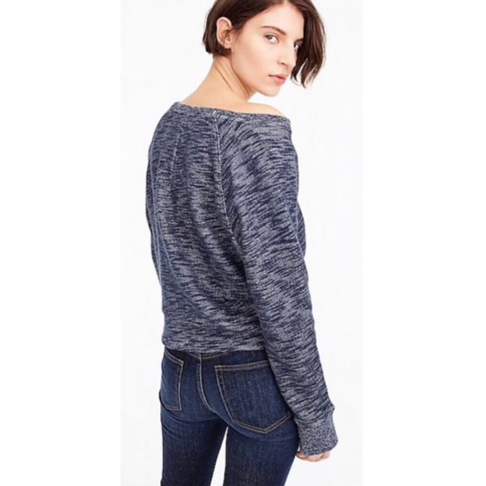 J. Crew Twist-Front Heathered Pullover Cotton Sweatshirt in Blue, Size S/M - Picture 10 of 11